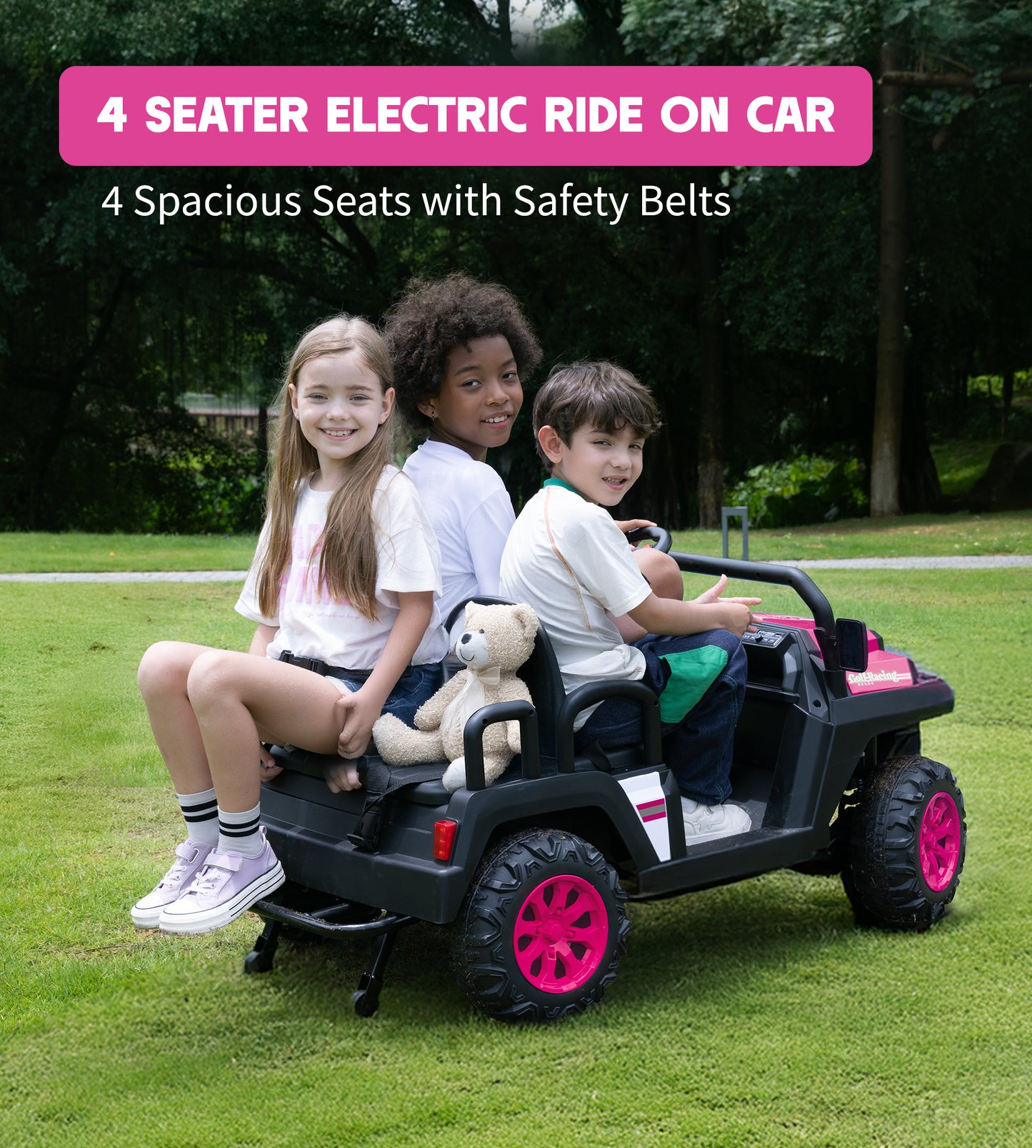 24V Ride on Truck with Remote for Kids Ages 3-8, Pink