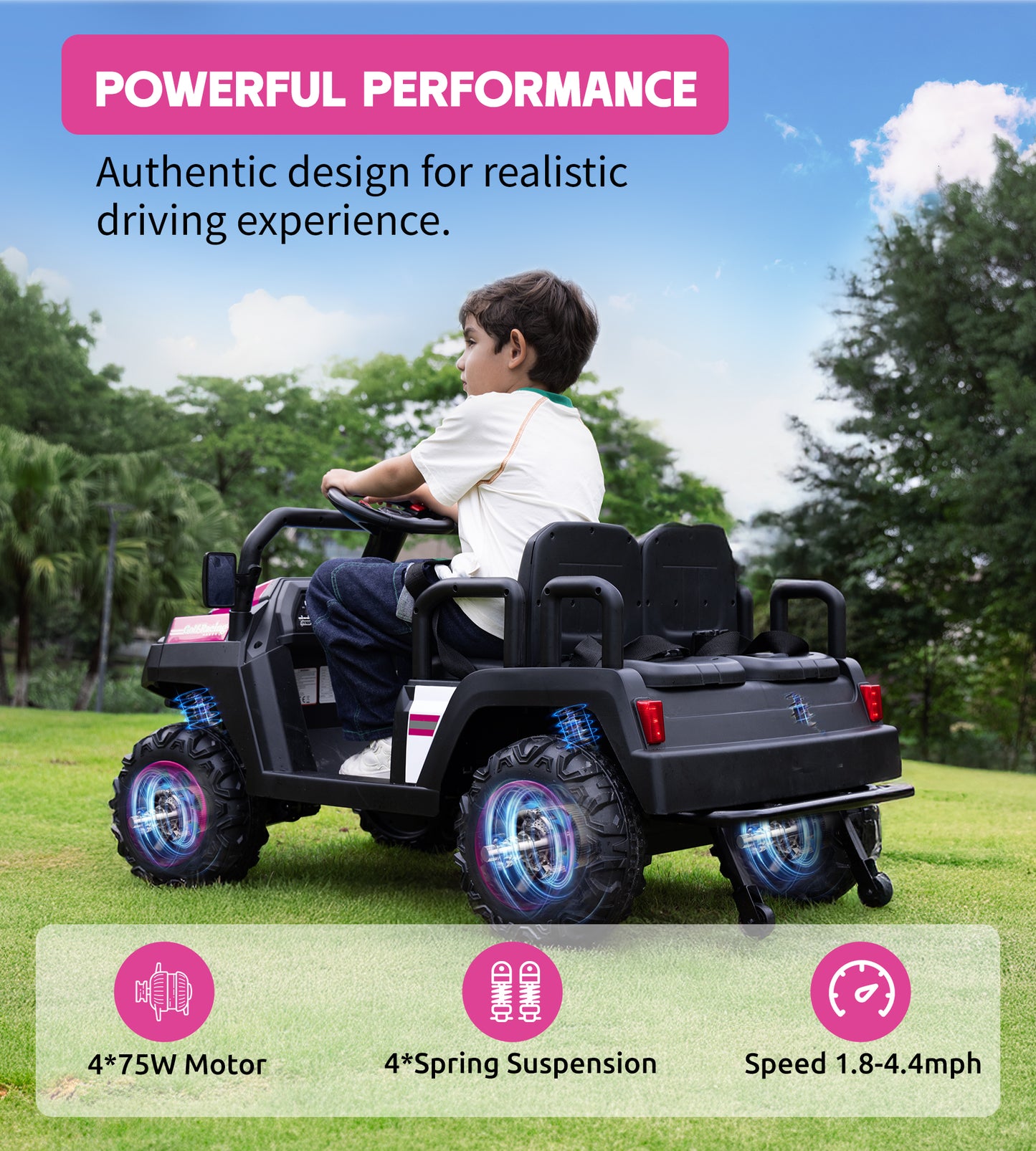 24V Ride on Truck with Remote for Kids Ages 3-8, Pink
