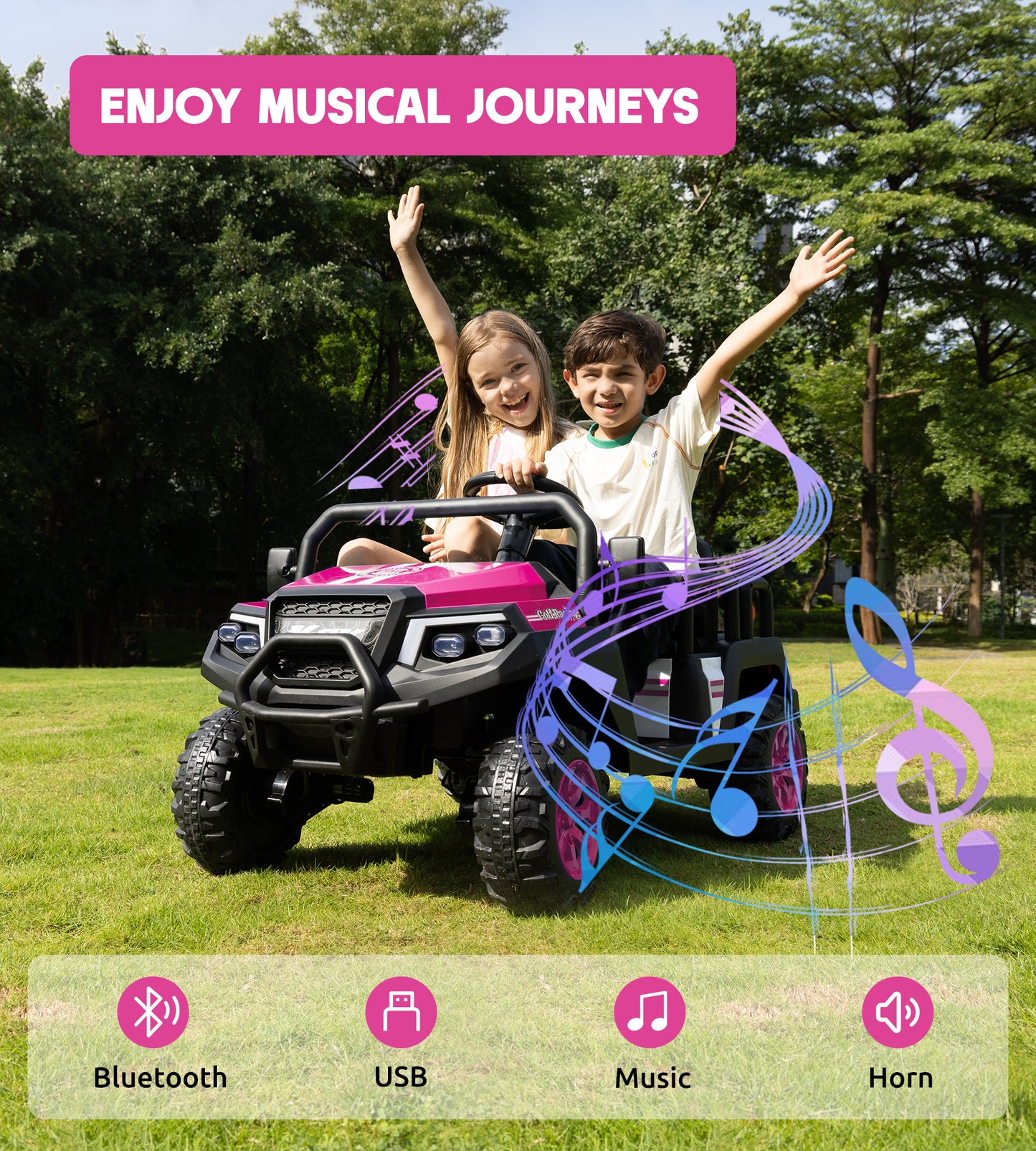 24V Ride on Truck with Remote for Kids Ages 3-8, Pink