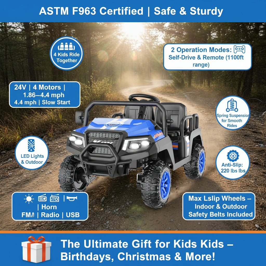 24V Ride on Truck with Remote for Kids Ages 3-8