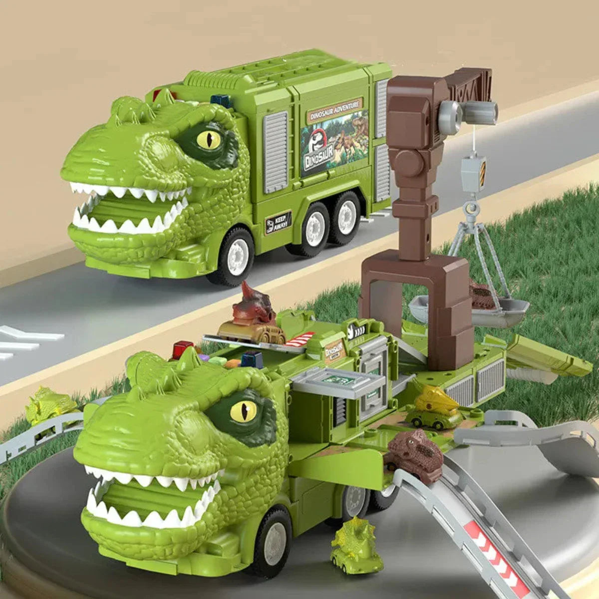 New Dinosaur Transforming Engineering Truck Track Toy Set