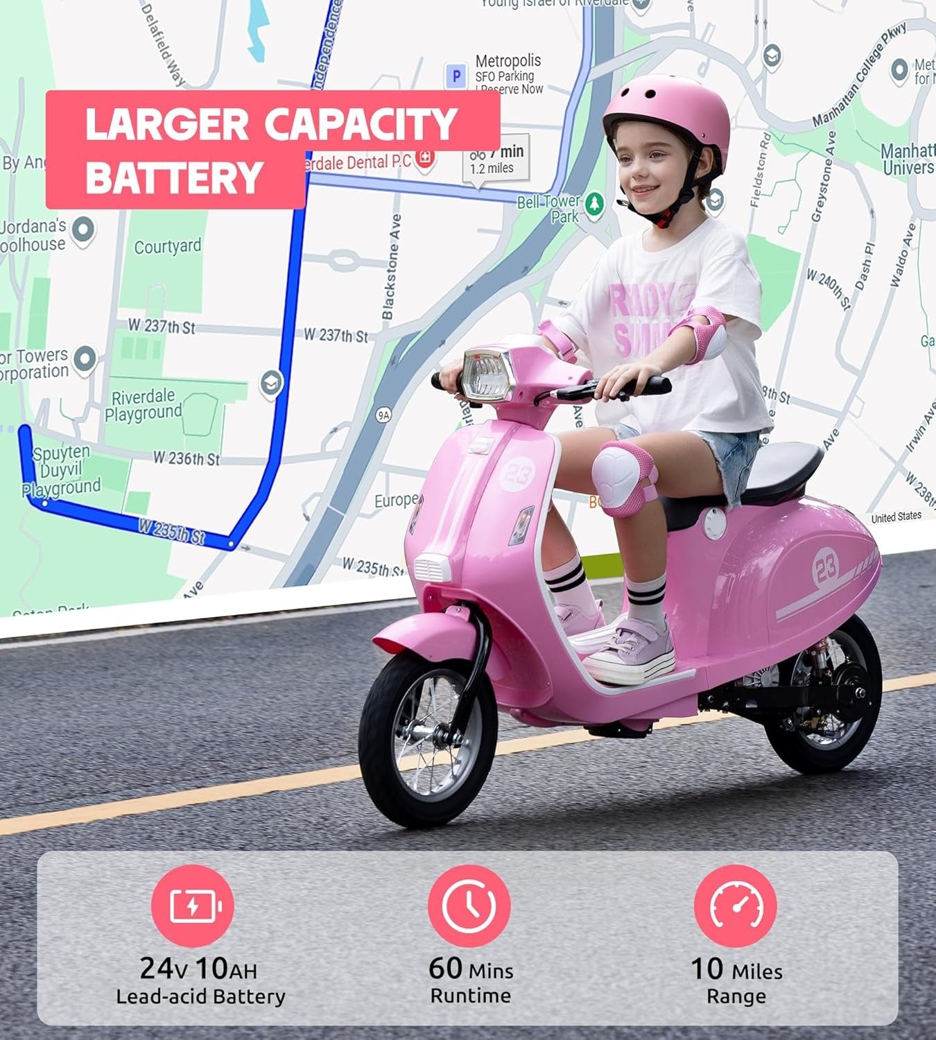 24V Ride on Motorcycle for Kids 8-14, Pink