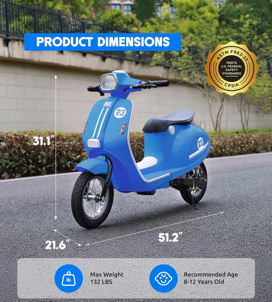 24V Ride on Motorcycle for Kids 8-14, Blue