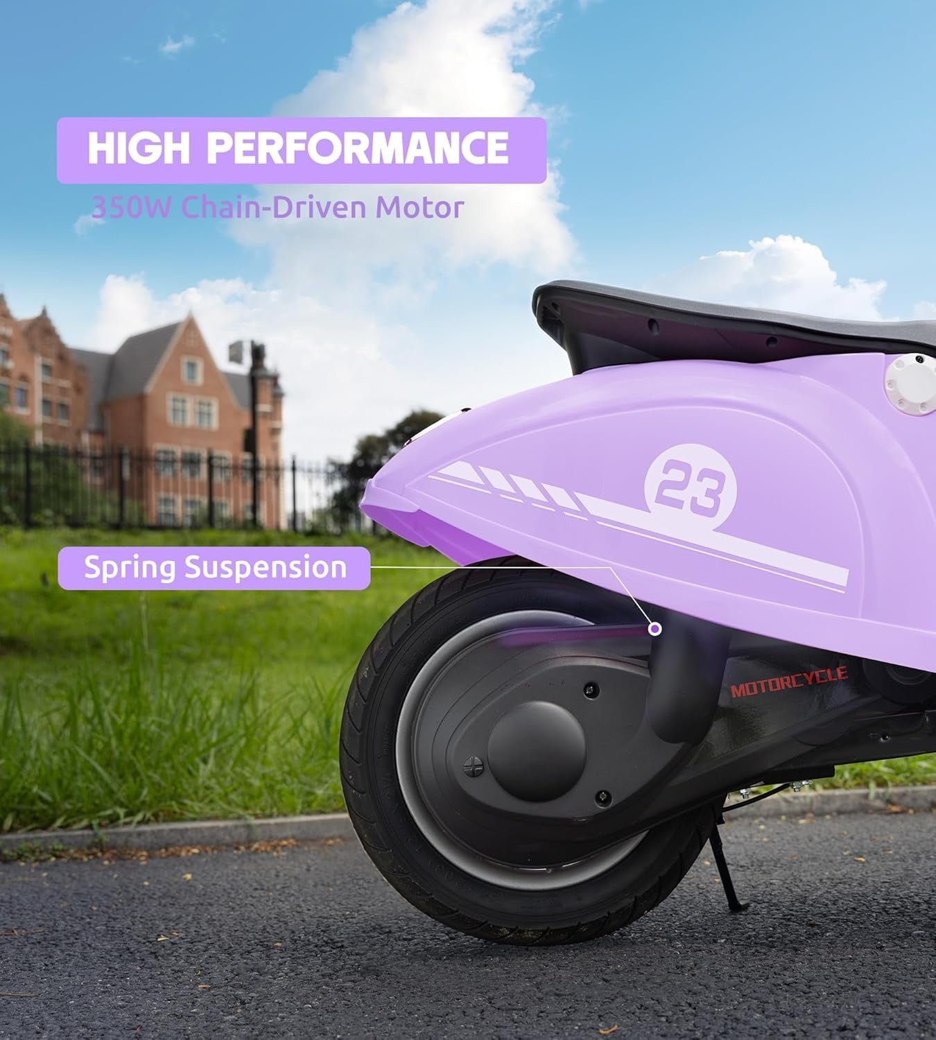 24V Ride on Motorcycle for Kids 8-14, Purple