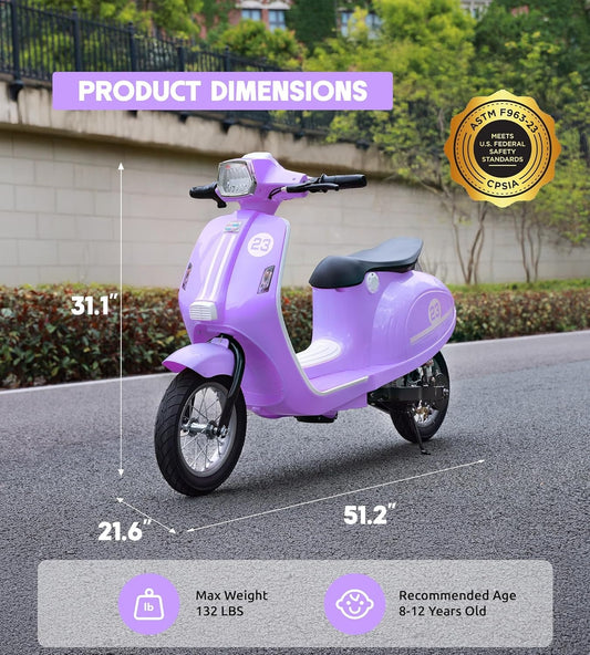 24V Ride on Motorcycle for Kids 8-14, Purple