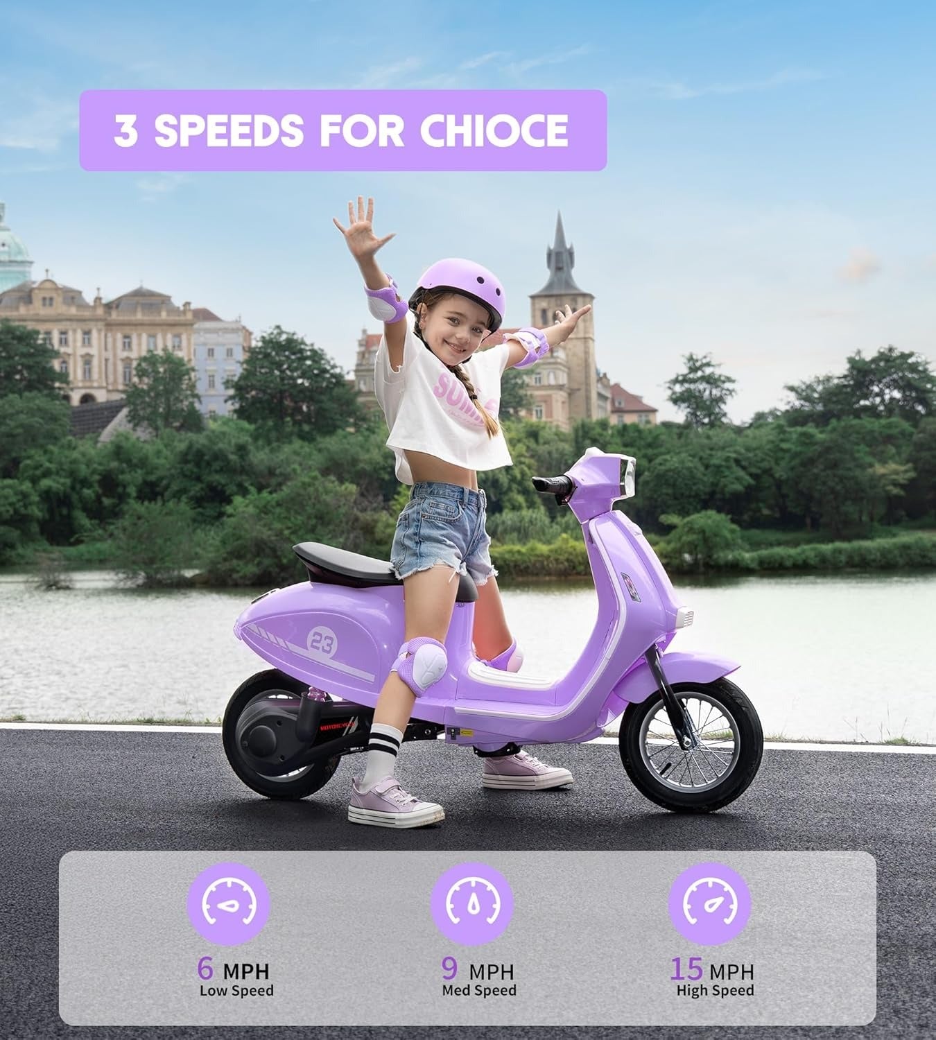 24V Ride on Motorcycle for Kids 8-14, Purple