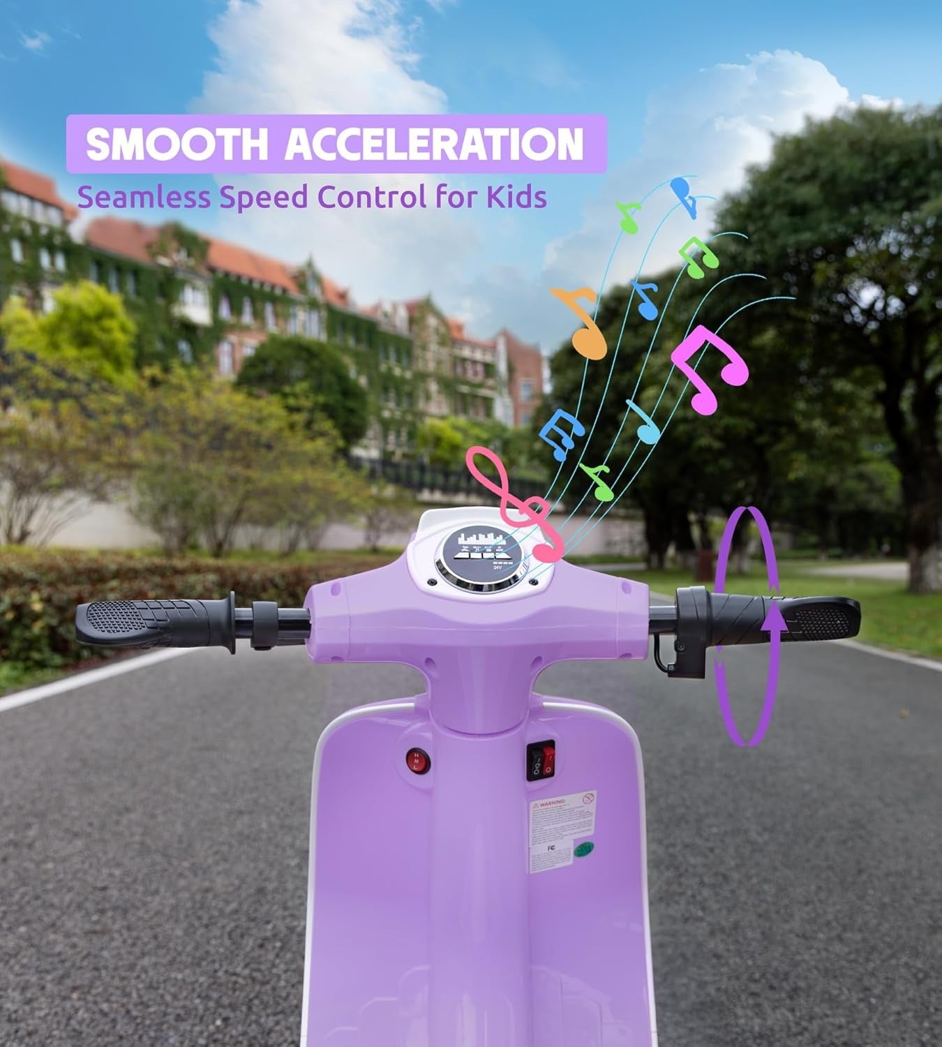 24V Ride on Motorcycle for Kids 8-14, Purple
