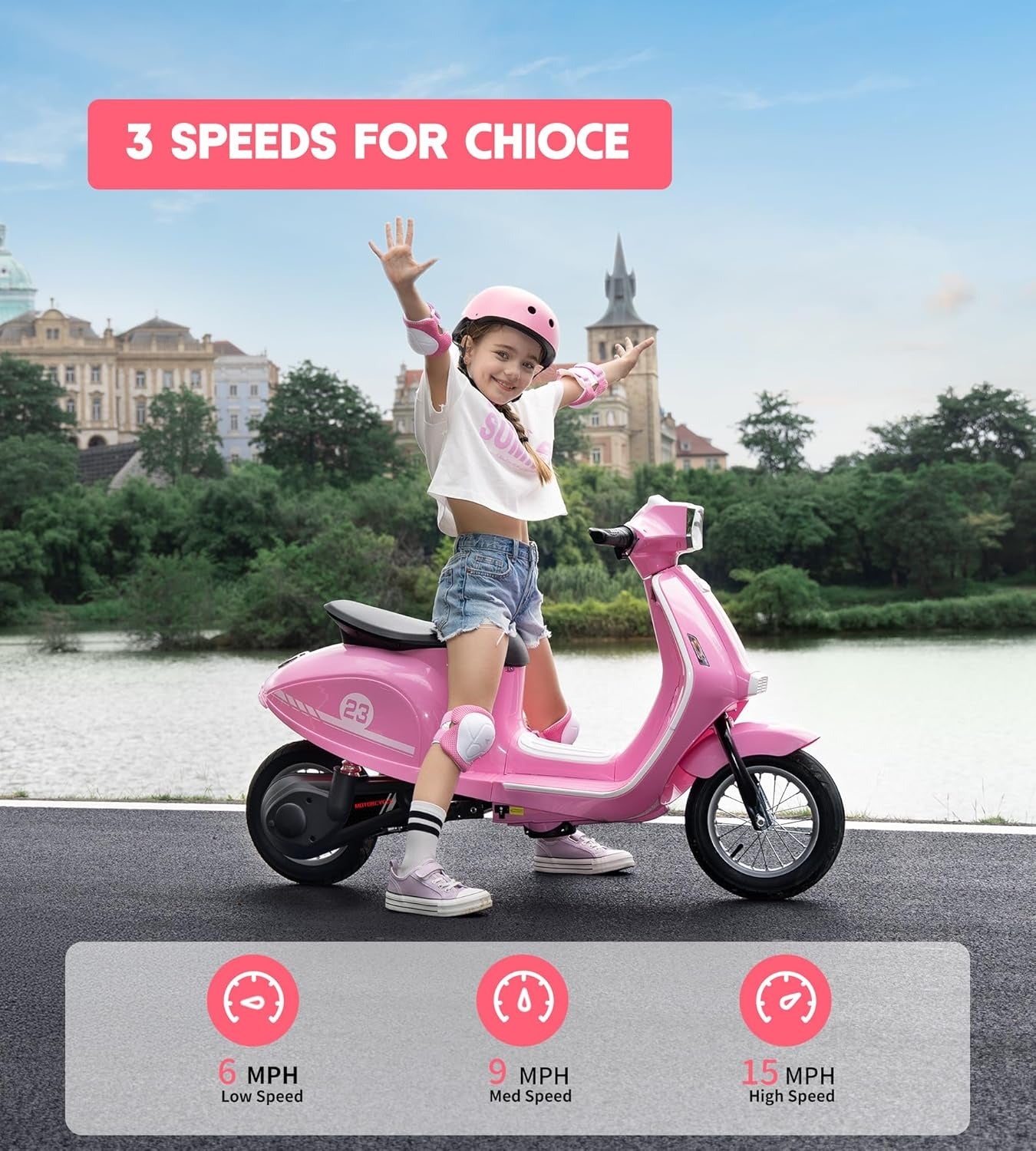 24V Ride on Motorcycle for Kids 8-14, Pink