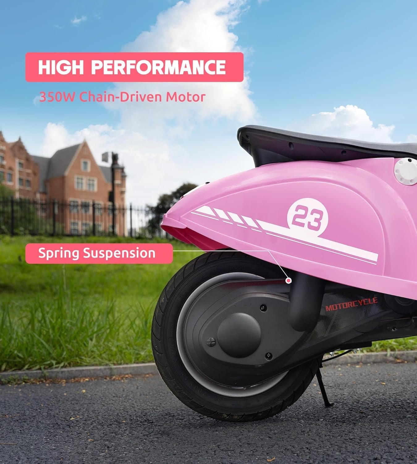 24V Ride on Motorcycle for Kids 8-14, Pink