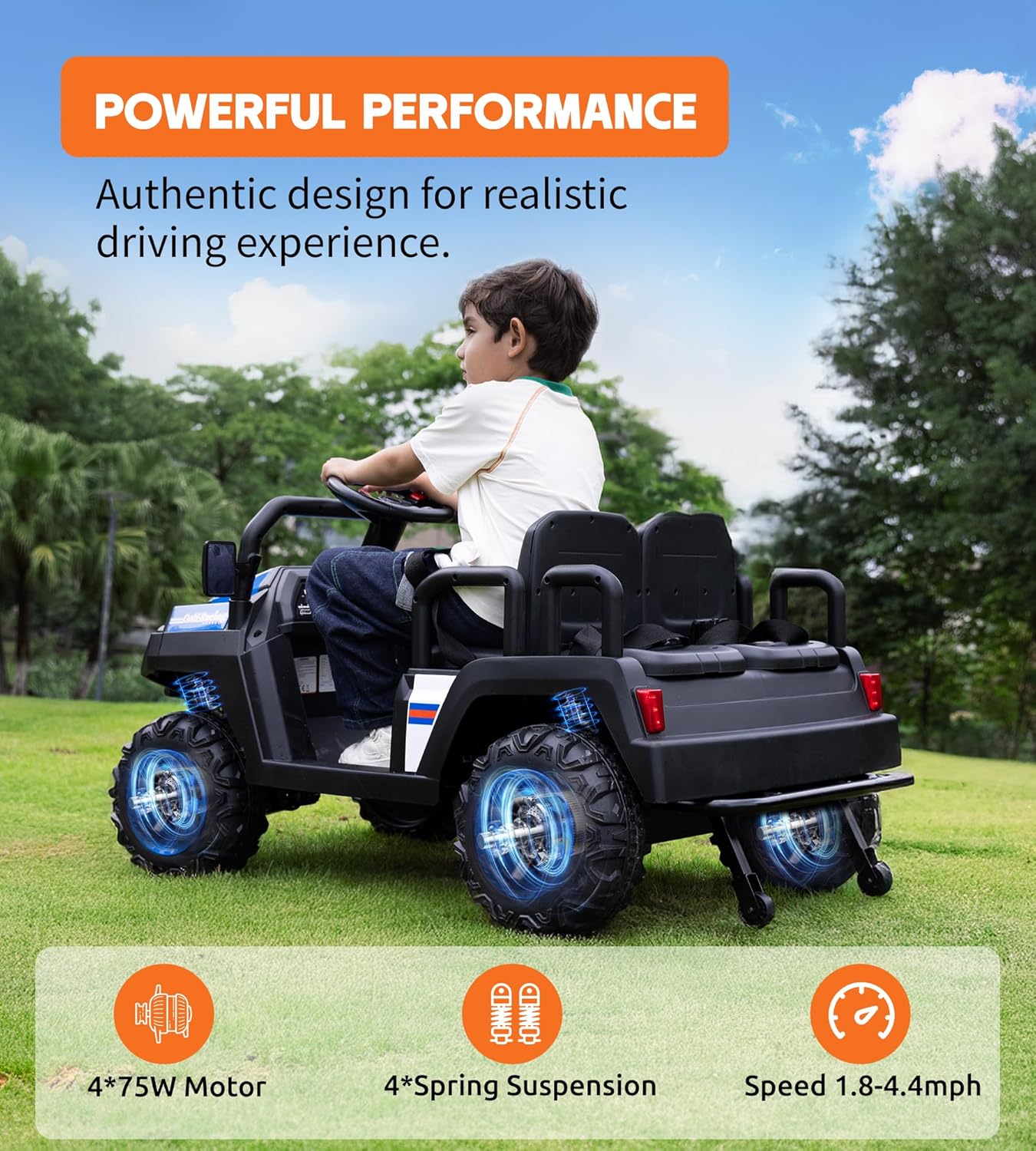 24V Ride on Truck with Remote for Kids Ages 3-8, Blue