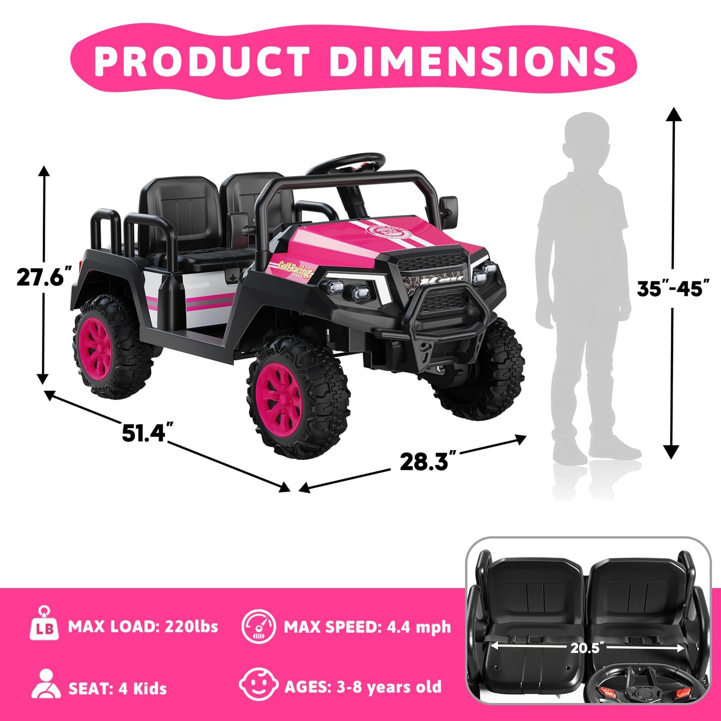 24V Ride on Truck with Remote for Kids Ages 3-8