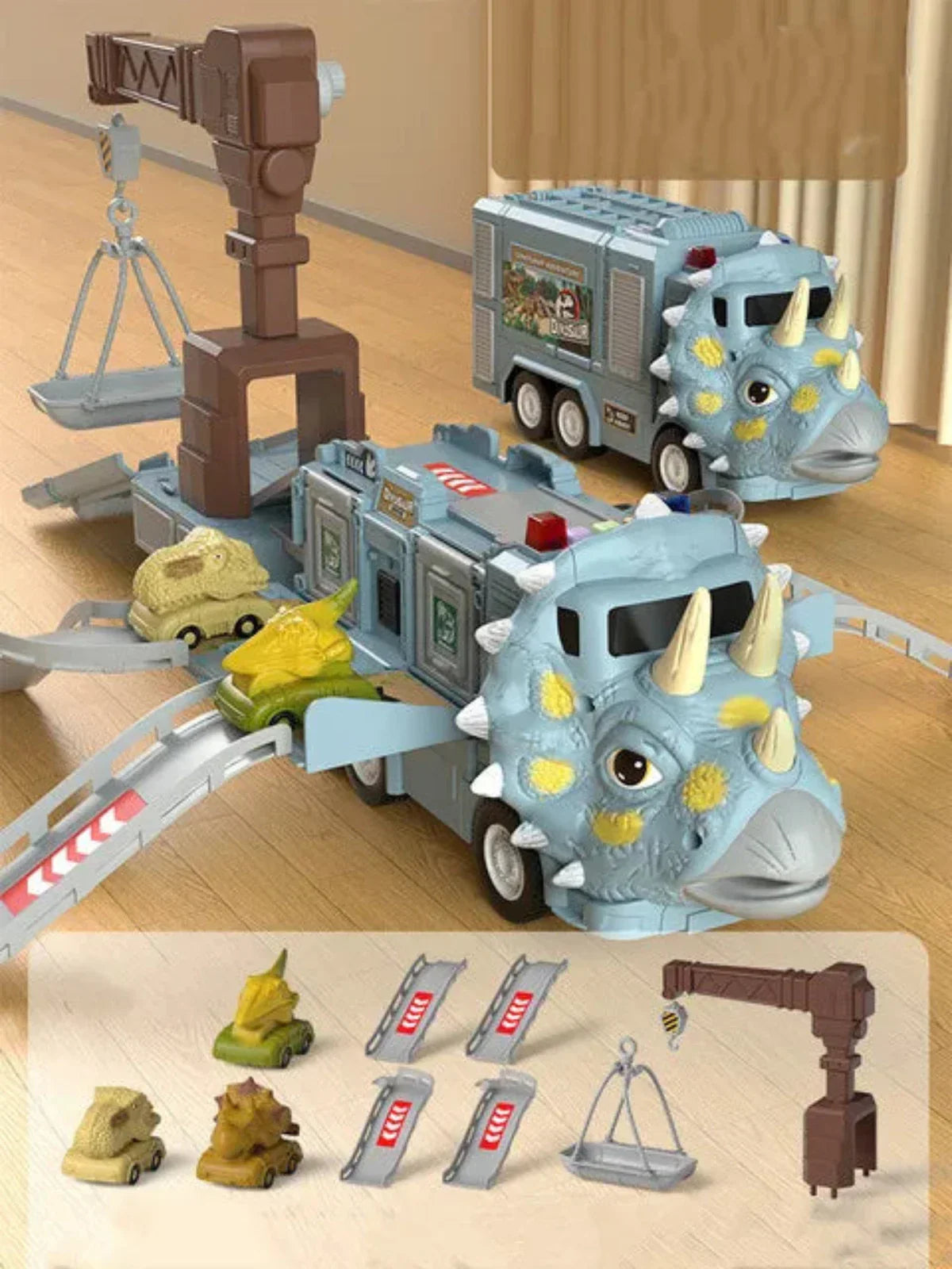 New Dinosaur Transforming Engineering Truck Track Toy Set