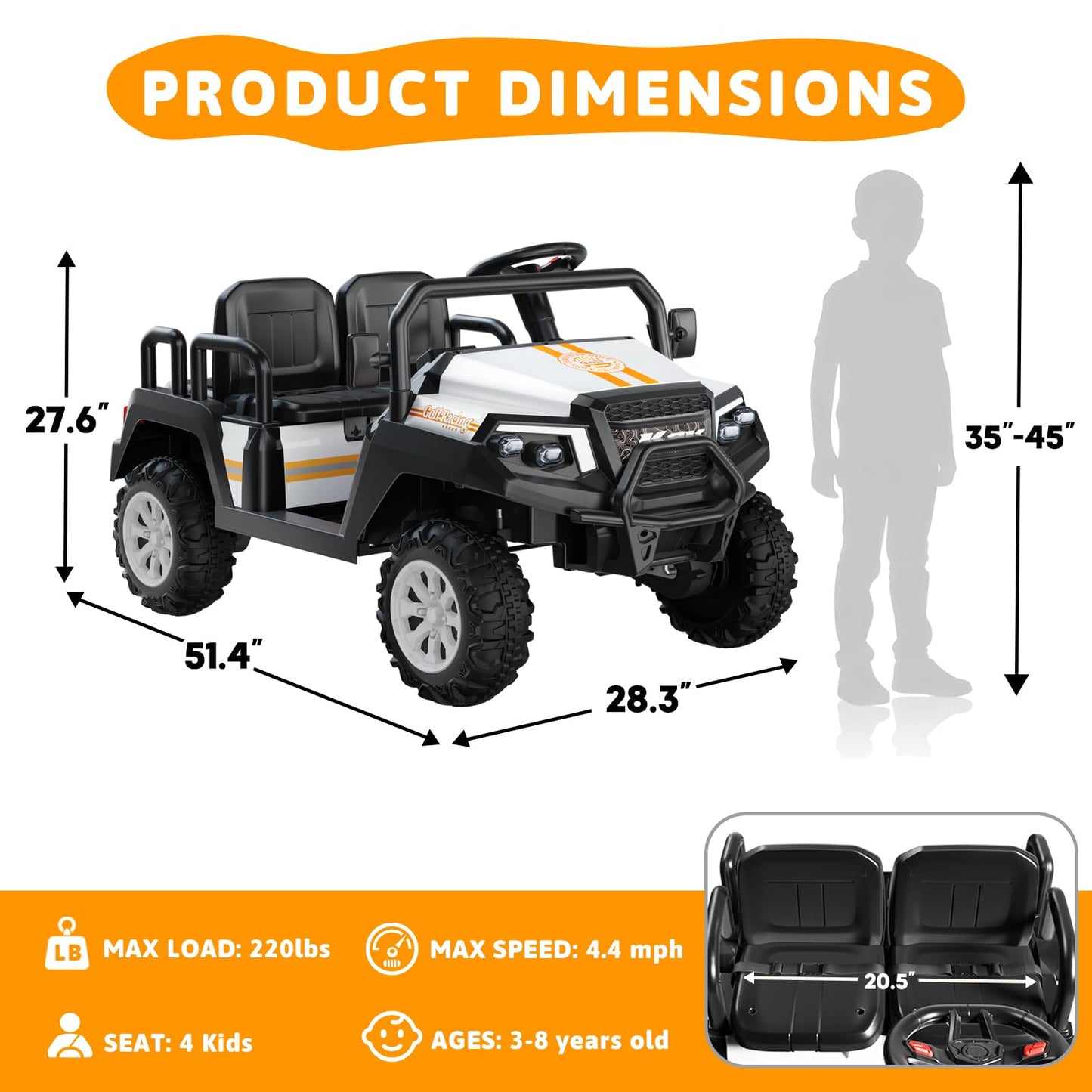 24V Ride on Truck with Remote for Kids Ages 3-8