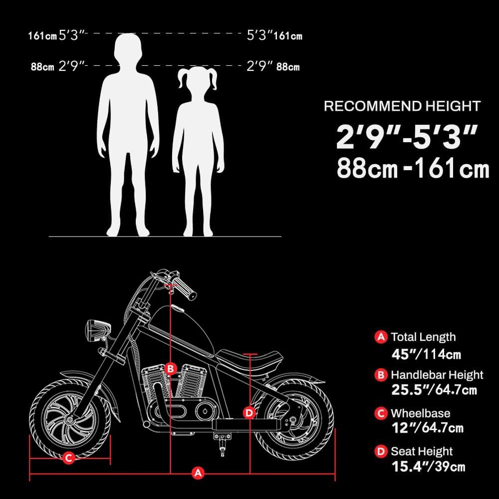 HYPER GOGO Cruiser 12 Plus - Kid's Motorbike (Dark Orange)