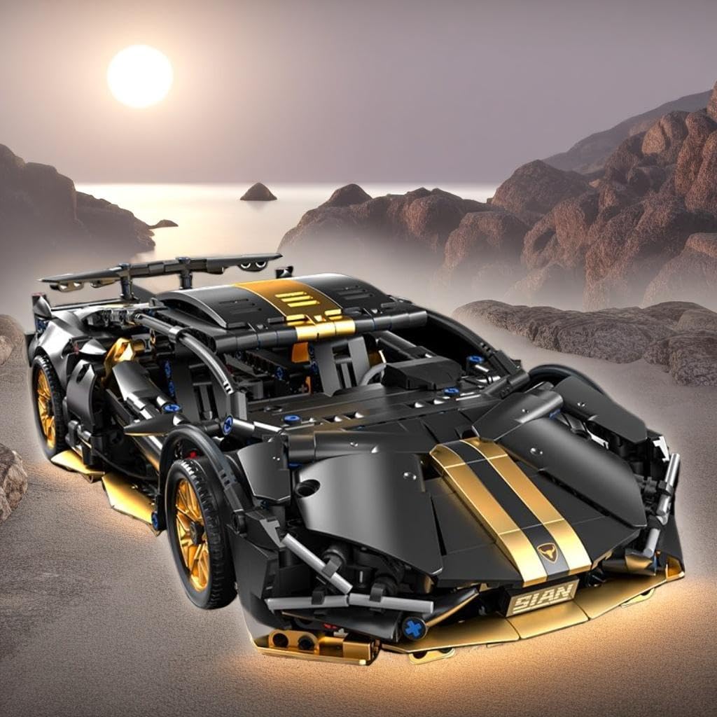 Chodia Sport Race Car Building Block Sets for Adults,Black Technical Racing Supercar Toys Kits Collectible 1:14 MOC Model Construction Birthday Gifts for Boys Men Teens Age 8+, 8-12 8-14,14+
