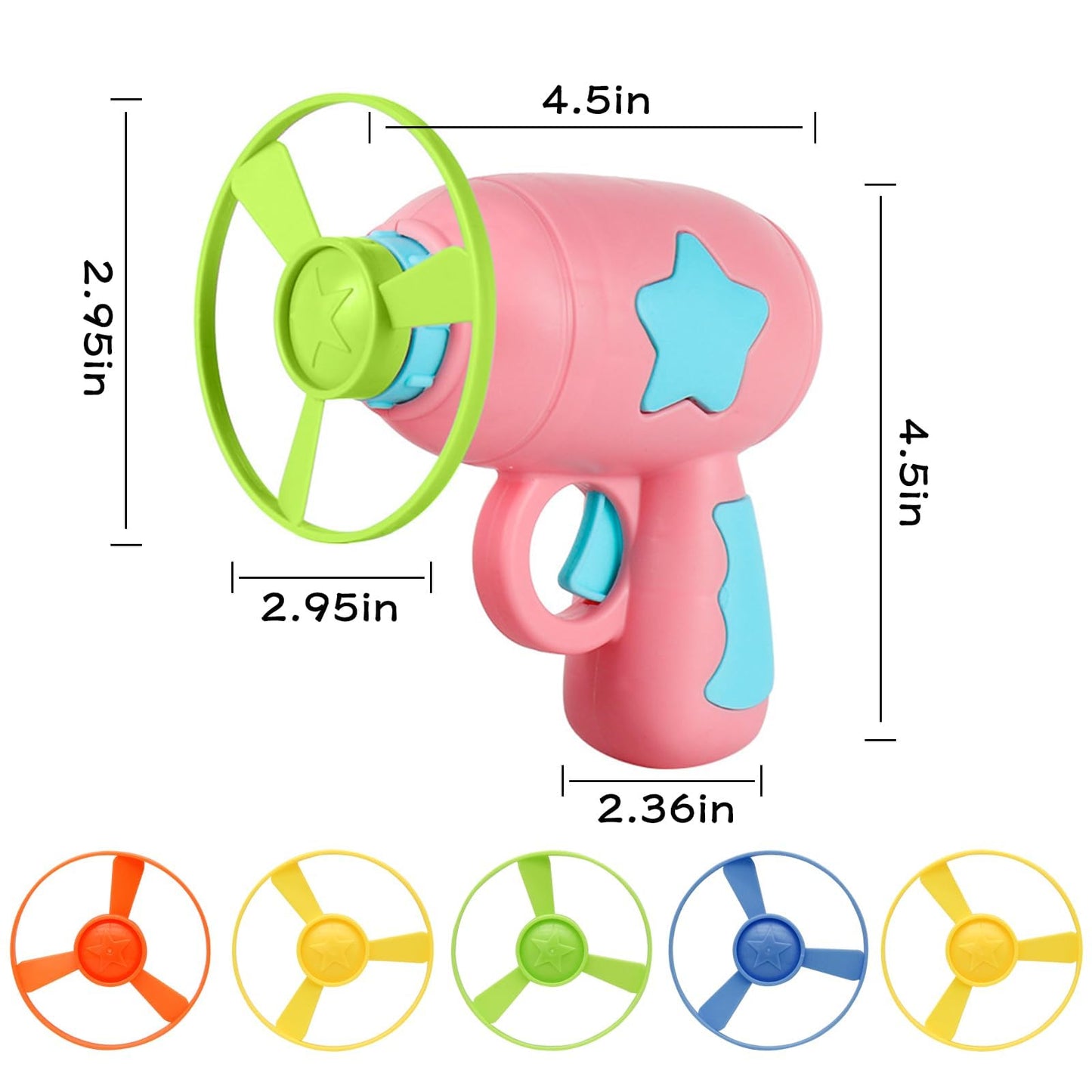 Andiker Cat Fetch Toy, Interactive Kitten Flying Disc Launcher Toy with 5 Colorful Flying Propellers for Cat Enrichment, Flying Saucer Toy for Cats for Training and Chasing (Blue)