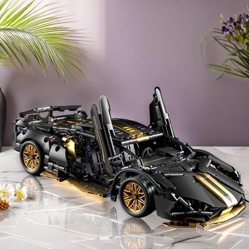 Chodia Sport Race Car Building Block Sets for Adults,Black Technical Racing Supercar Toys Kits Collectible 1:14 MOC Model Construction Birthday Gifts for Boys Men Teens Age 8+, 8-12 8-14,14+