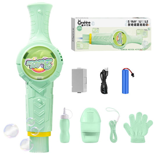 Fog Bubble Machine, Rechargeable Automatic Electric Smoke Bubble Machine, Magic Smoke Bubble Maker, Colorful Lights & Music, Bubble Fog Game for Parties, Beaches, Summer (Green)