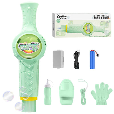 Fog Bubble Machine, Rechargeable Automatic Electric Smoke Bubble Machine, Magic Smoke Bubble Maker, Colorful Lights & Music, Bubble Fog Game for Parties, Beaches, Summer (Green)