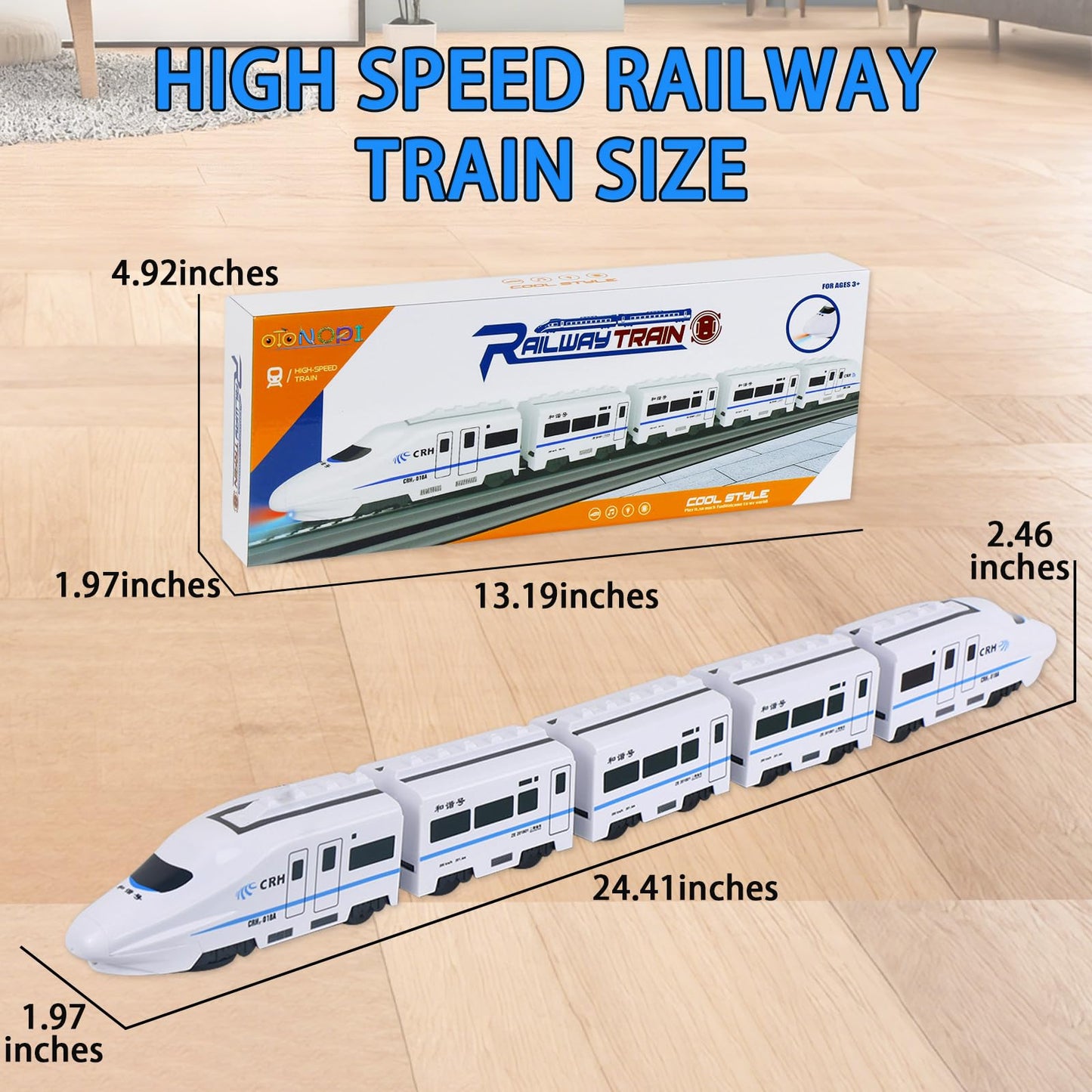 Toy Train Set, 5 Pack Electric Bullet Train with Light and Sound, Battery Operated Subway Locomotive Engine Car with Hook, Automatic Turning Railway Trains Toy for Kids Boys and Girls Age 3 Up