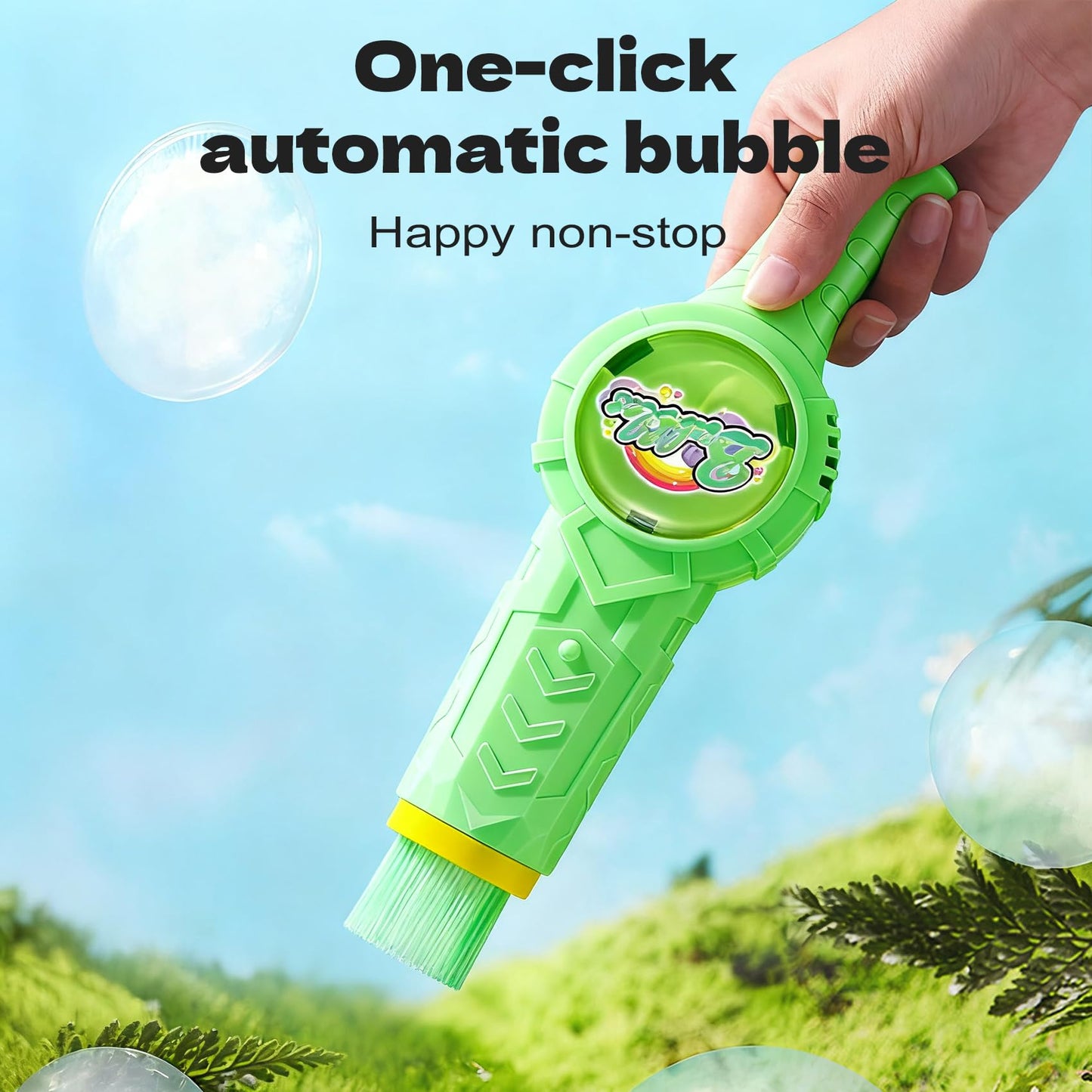 Fog Bubble Machine, Rechargeable Automatic Electric Smoke Bubble Machine, Magic Smoke Bubble Maker, Colorful Lights & Music, Bubble Fog Game for Parties, Beaches, Summer (Green)