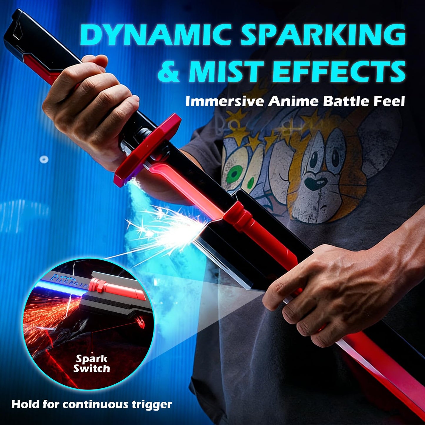 Spark Sword Light Up Sword, 31.5" Cyberpunk Katana with USB-C Rechargeable, Safe LED Glow Sword for Kids Cosplay, Realistic Sasuke Style Toy for Halloween, LARP, Anime Battle & Gift (Grey)