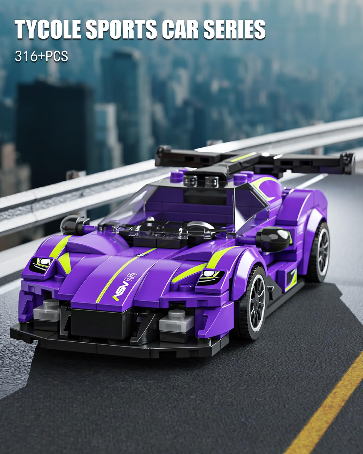 TYCOLE Super Sports Car Building Block Set with Display Case, Speed Racing Car Building Toys for Kids and Adults, Collectible Model Cars Kits Gift for Technic Cars Lovers Boys 6+ (316PCS)