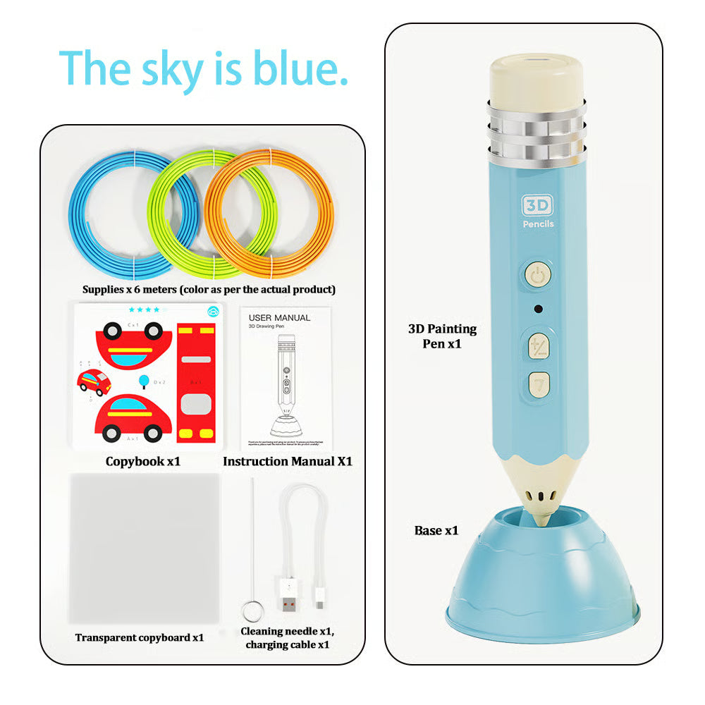 Pencil-Shaped 3D Printing Pen – The Ultimate Creative Gift for Kids This Christmas!