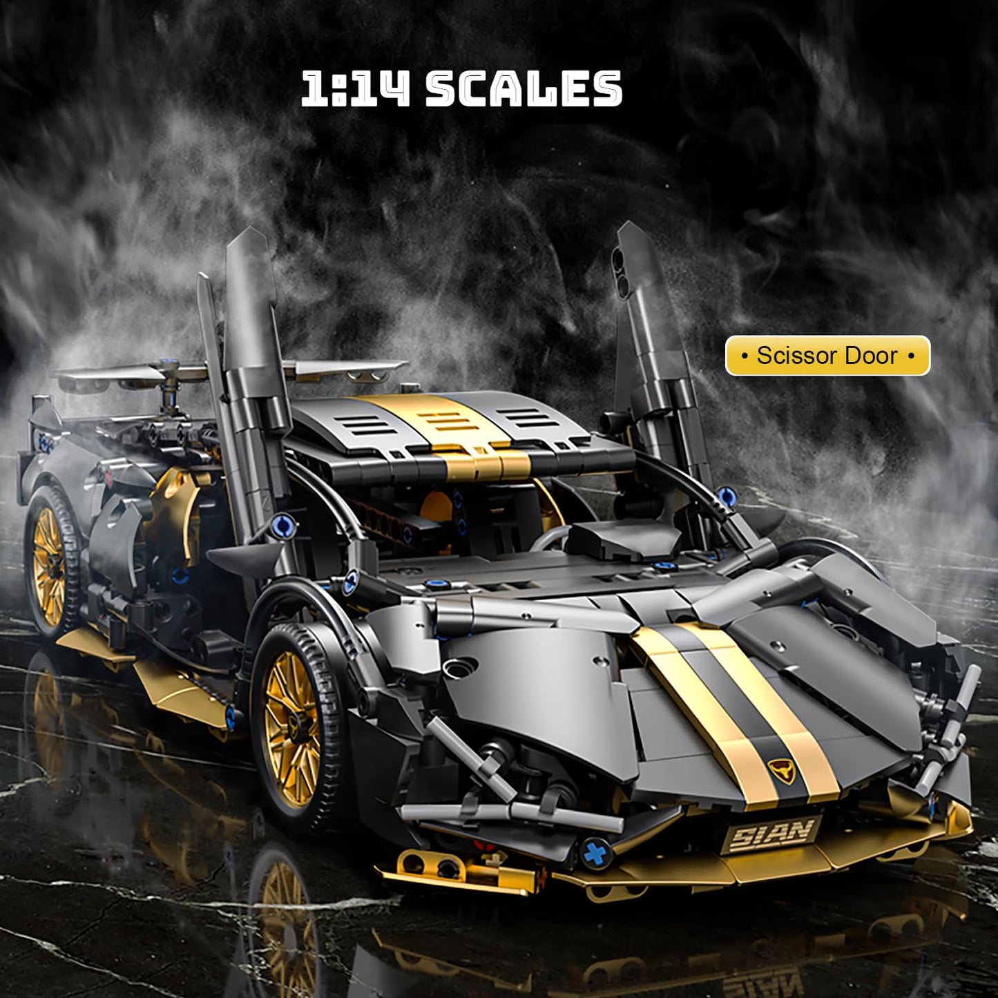 Chodia Sport Race Car Building Block Sets for Adults,Black Technical Racing Supercar Toys Kits Collectible 1:14 MOC Model Construction Birthday Gifts for Boys Men Teens Age 8+, 8-12 8-14,14+