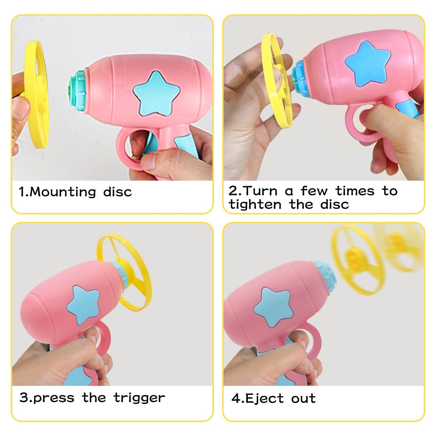 Andiker Cat Fetch Toy, Interactive Kitten Flying Disc Launcher Toy with 5 Colorful Flying Propellers for Cat Enrichment, Flying Saucer Toy for Cats for Training and Chasing (Blue)