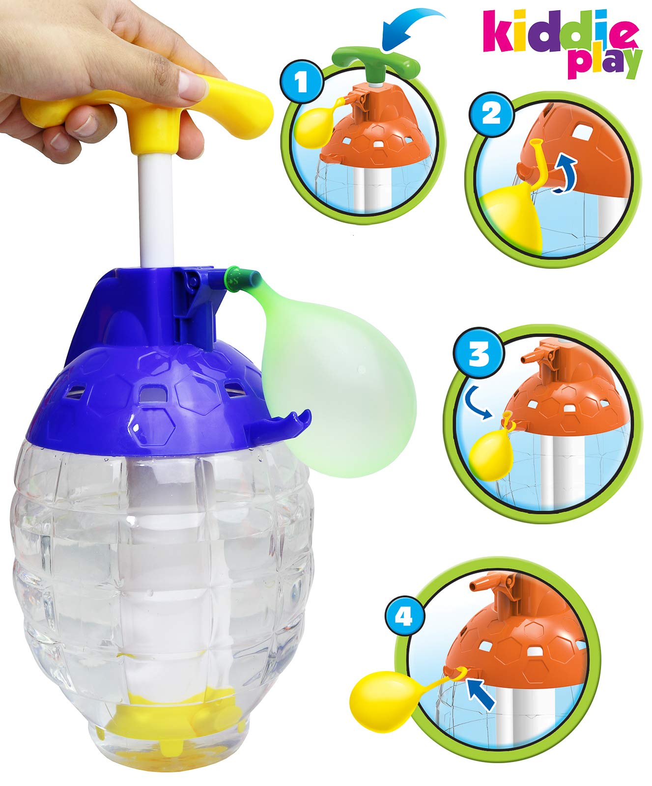 Kiddie Play Water Balloons for Kids with Filler Pump (500 Balloons)