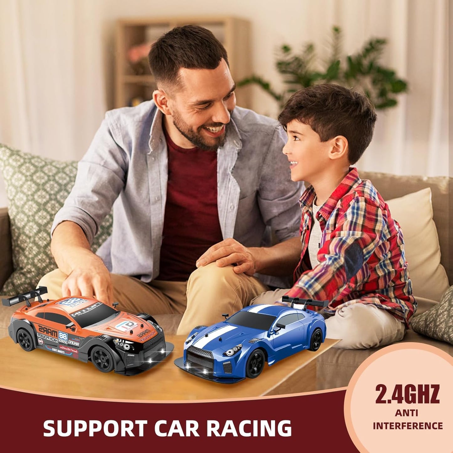 高性能四驱漂移遥控车 带LED灯双电池 竞速玩具车