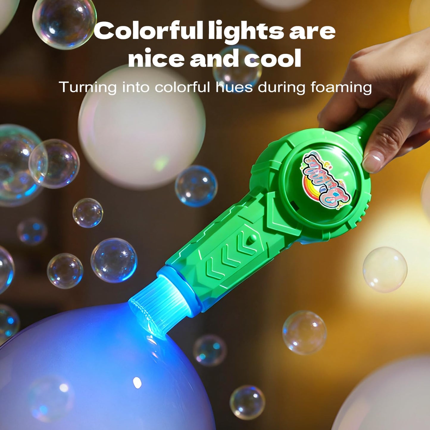 Fog Bubble Machine, Rechargeable Automatic Electric Smoke Bubble Machine, Magic Smoke Bubble Maker, Colorful Lights & Music, Bubble Fog Game for Parties, Beaches, Summer (Green)