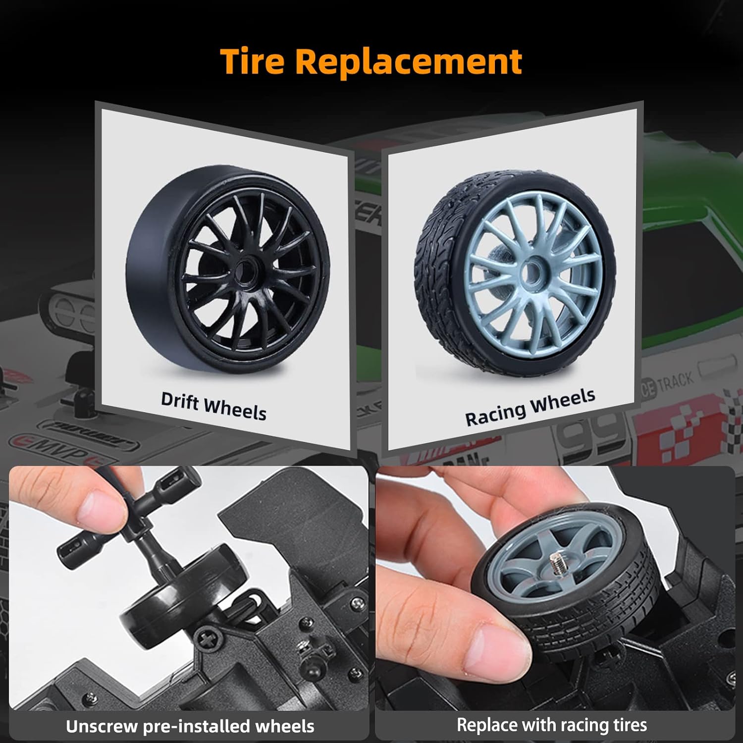 高性能四驱漂移遥控车 带LED灯双电池 竞速玩具车