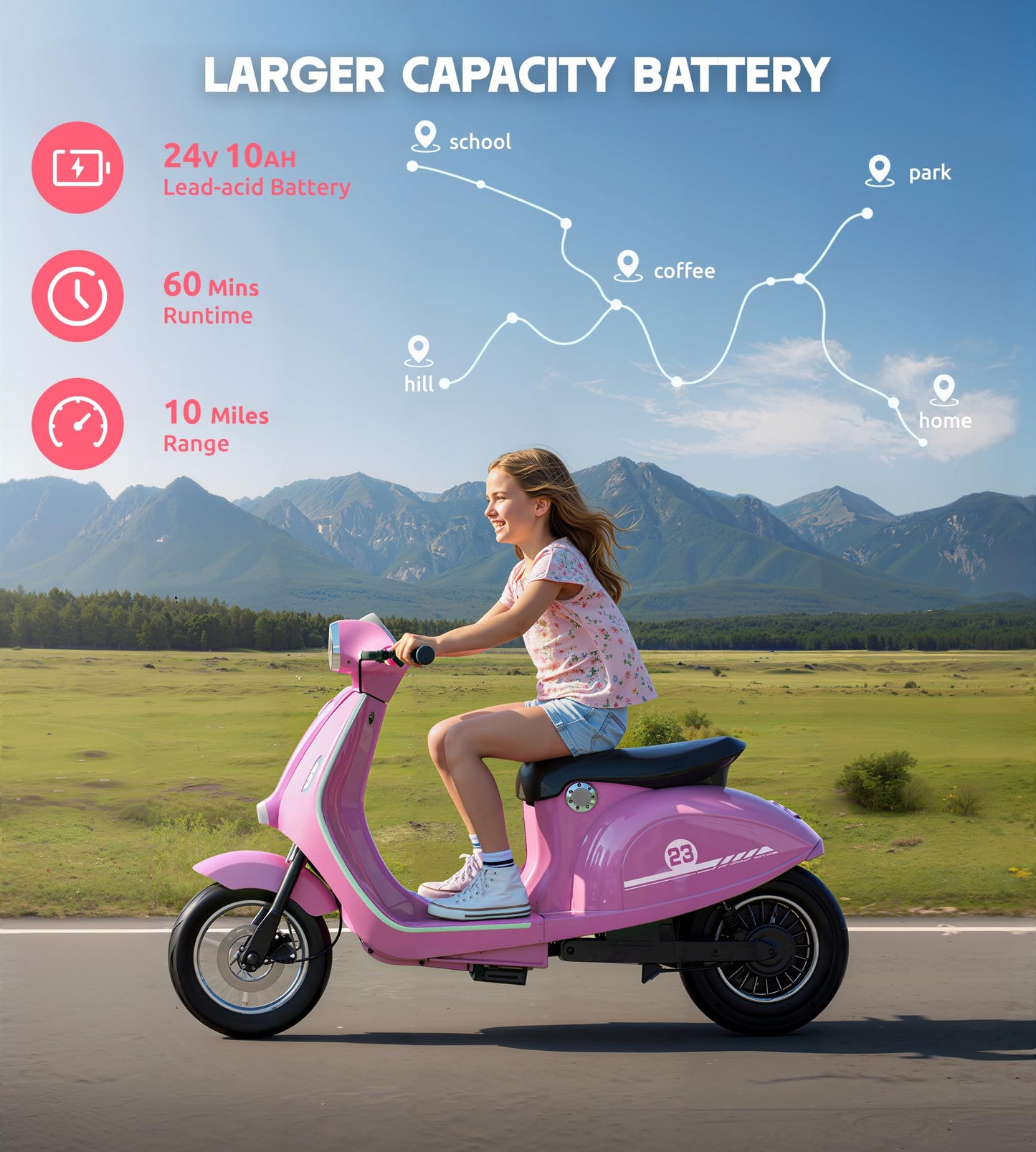 24V Ride on Motorcycle for Kids 8-14