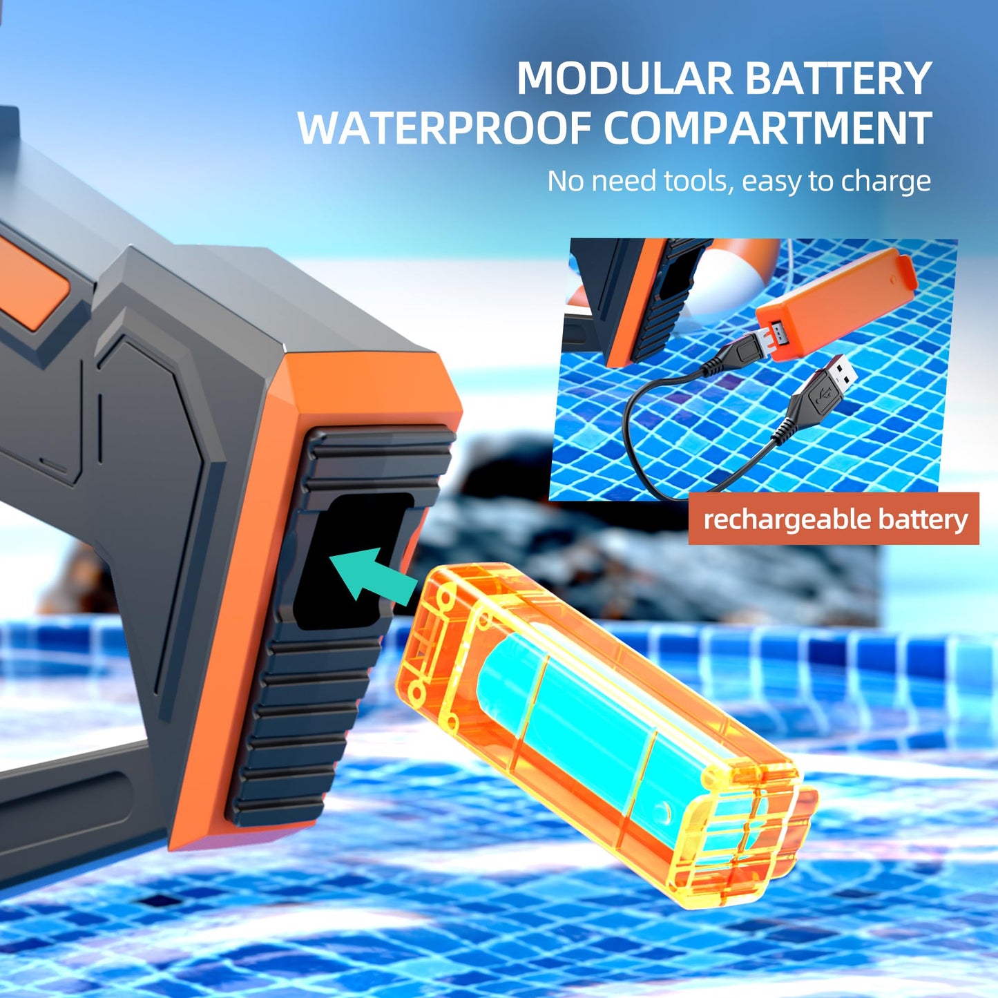 Electric Water Gun for Adults Kids - Powerful Automatic Squirt Gun Long Range Large Capacity, Auto Water Blaster Summer Outdoor Pool Beach Toys Gifts for 6 7 8 Year Old Boys Girls(Black)