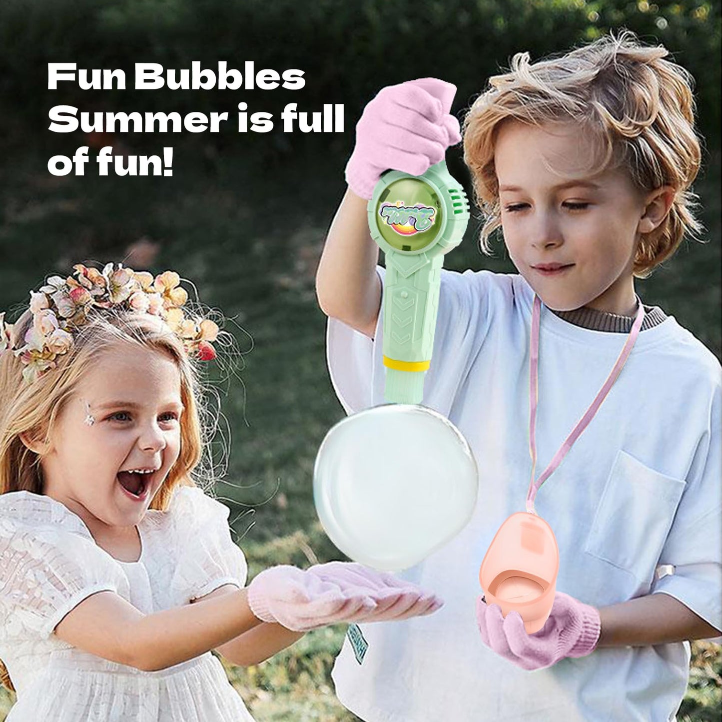 Fog Bubble Machine, Rechargeable Automatic Electric Smoke Bubble Machine, Magic Smoke Bubble Maker, Colorful Lights & Music, Bubble Fog Game for Parties, Beaches, Summer (Green)