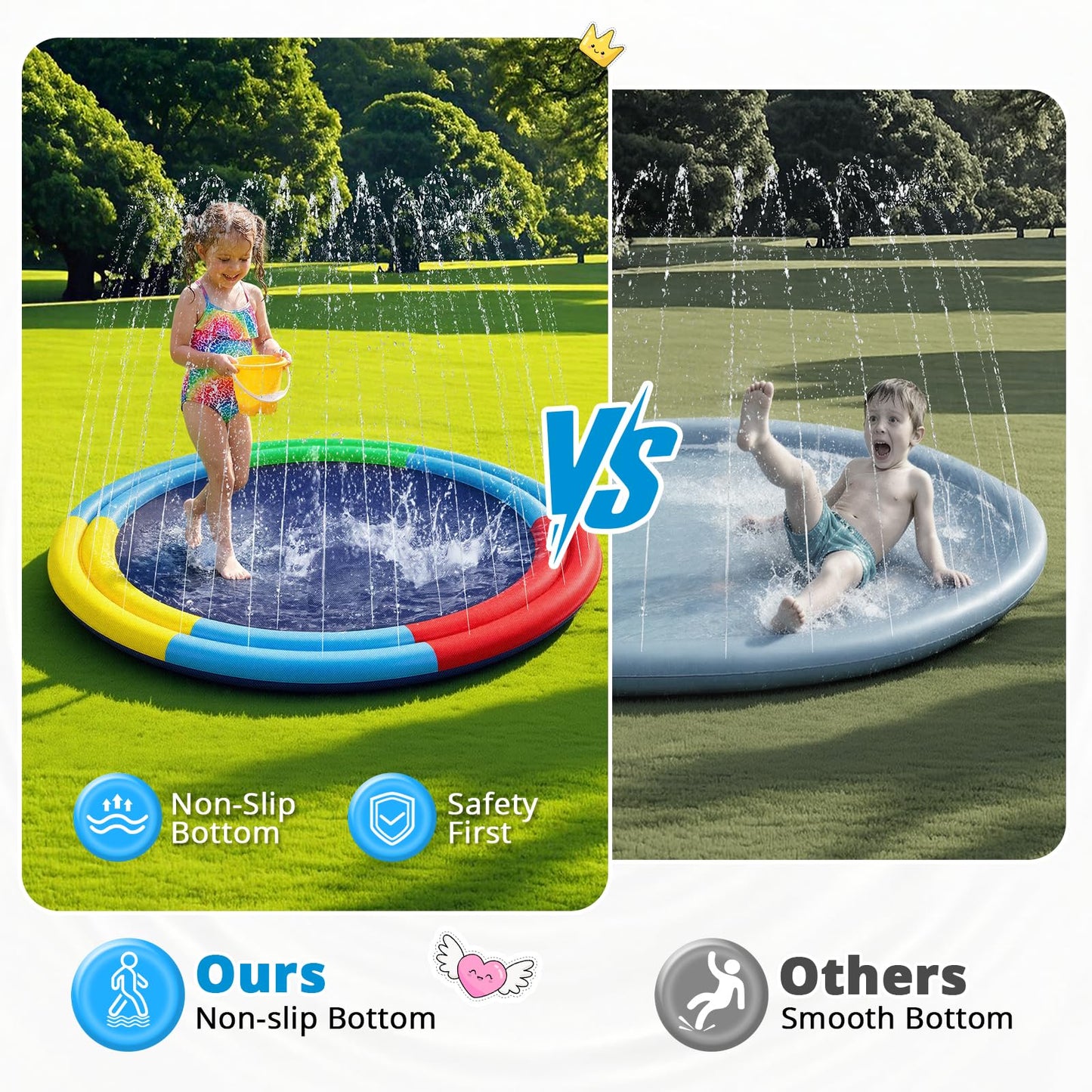 Splash Pad for Kids & Dogs, 78" Extra Large Non-Slip Thicker Sprinkler Mat, Backyard Outdoor Lawn Water Toys, Durable Summer Fountain Play Pool Gifts for Toddlers, Children & Pets