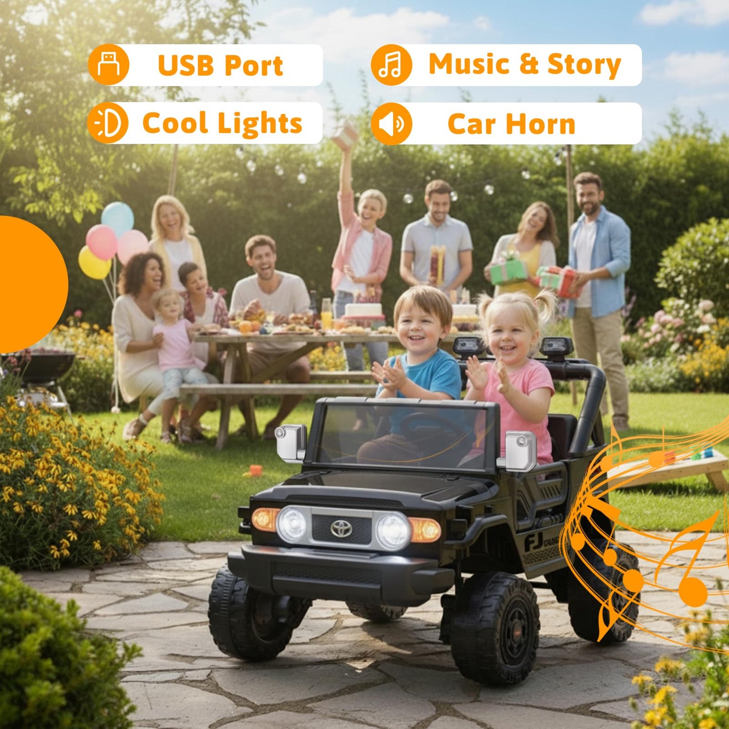 Toyota FJ 24V Kids Electric Ride-On Truck | 2 Seats, Remote Control, LED & Music
