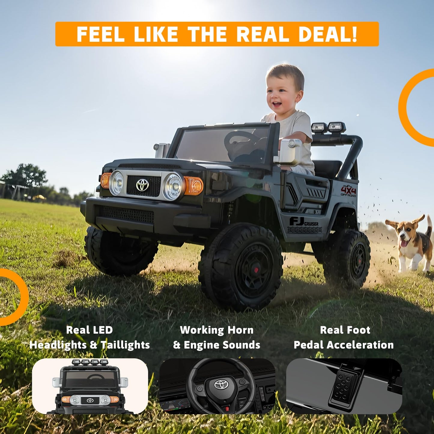 Toyota FJ 24V Kids Electric Ride-On Truck | 2 Seats, Remote Control, LED & Music