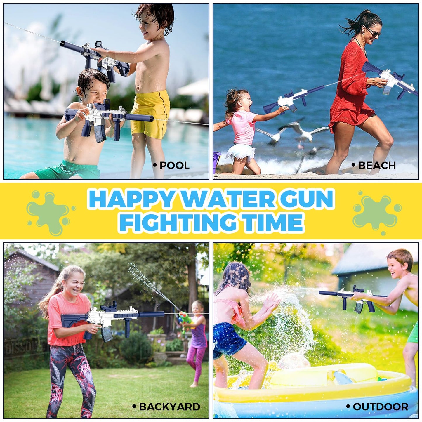 Electric Water Gun,Water Gun Toy,Squirt Gun Water Blaster up to 32 FT Long Range,Outdoor Pool Party Shooting Game Toy with 2 Batteries and 2 Water Tanks,Ideal Summer Watergun Gift for Kids & Adults.