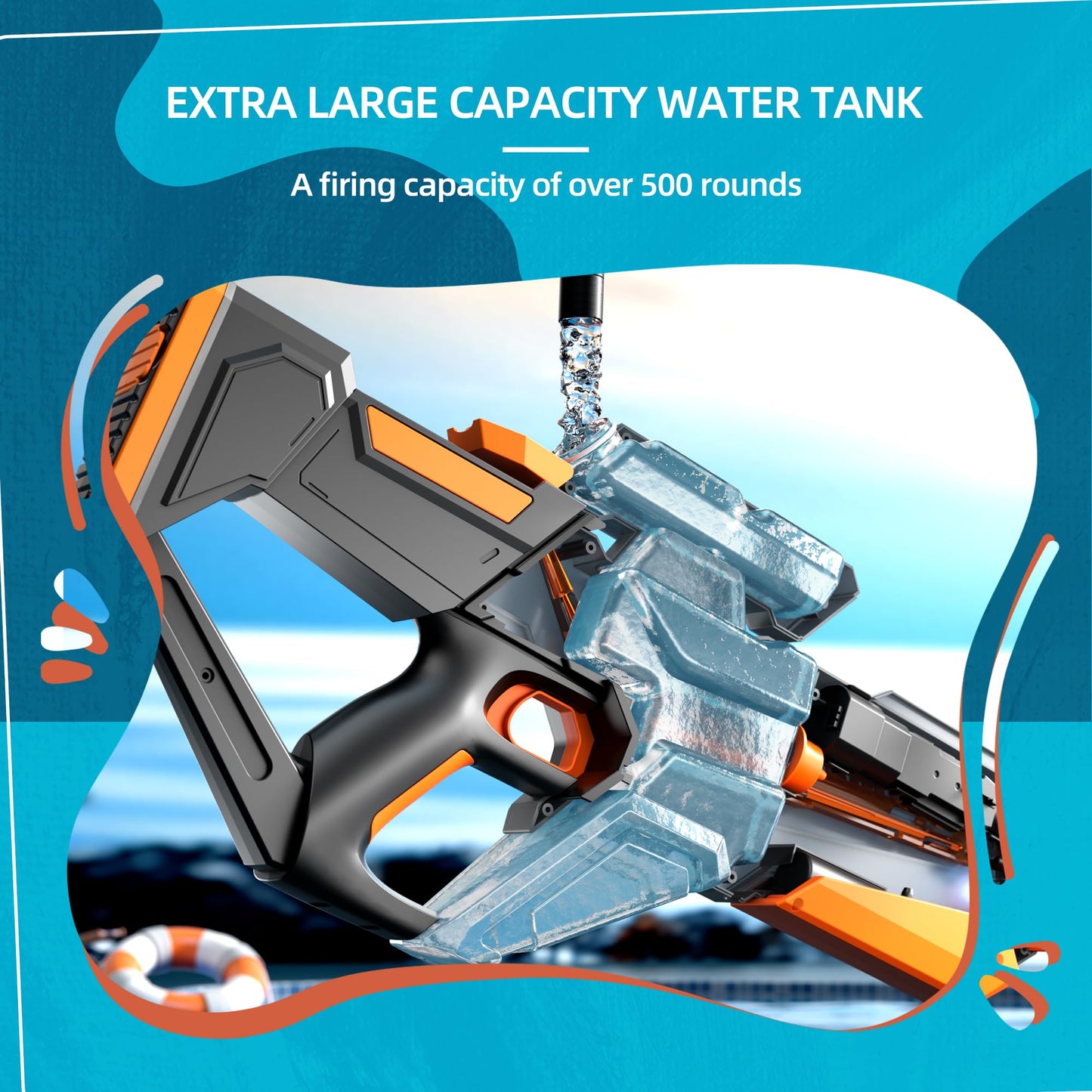 Electric Water Gun for Adults Kids - Powerful Automatic Squirt Gun Long Range Large Capacity, Auto Water Blaster Summer Outdoor Pool Beach Toys Gifts for 6 7 8 Year Old Boys Girls(Black)