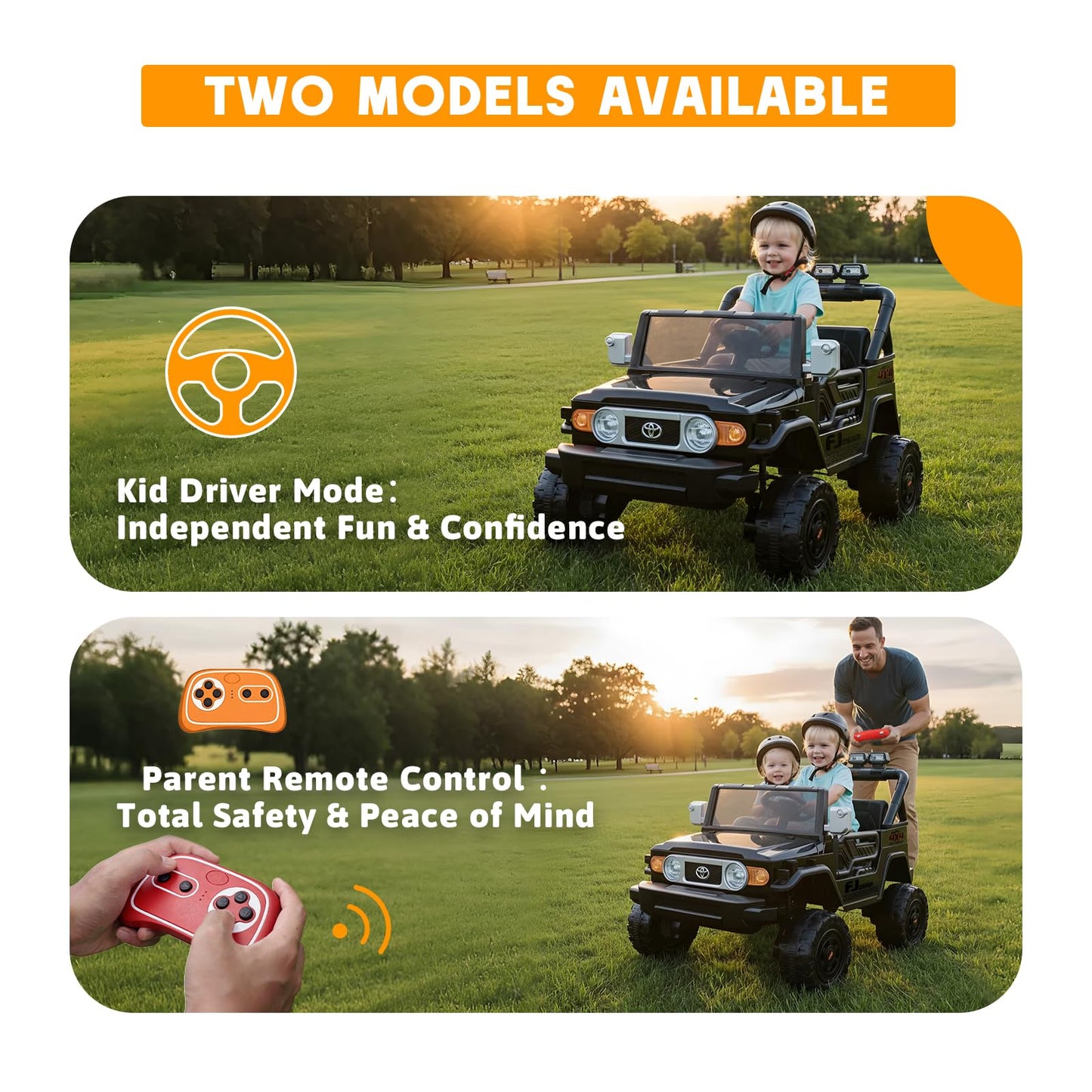 Toyota FJ 24V Kids Electric Ride-On Truck | 2 Seats, Remote Control, LED & Music