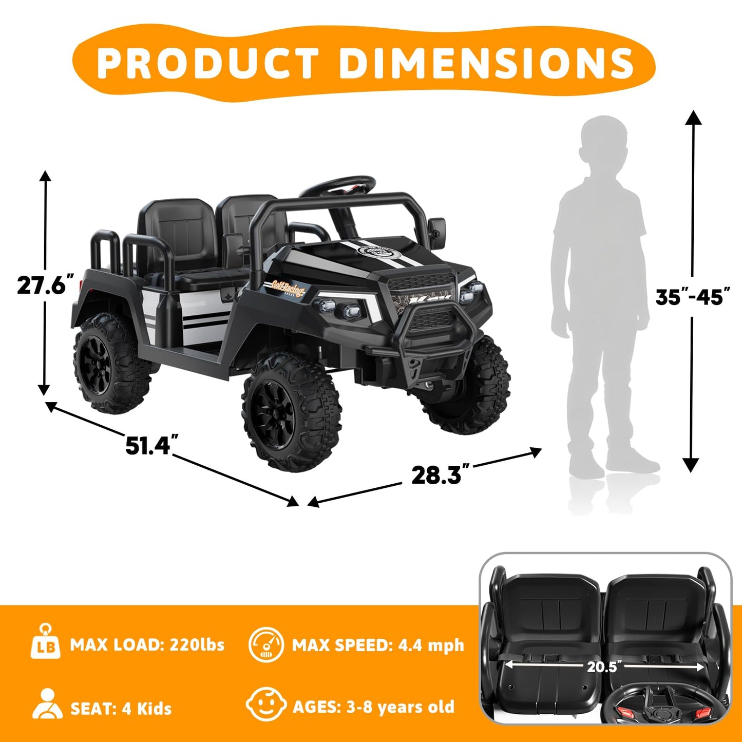 24V Ride on Truck with Remote for Kids Ages 3-8