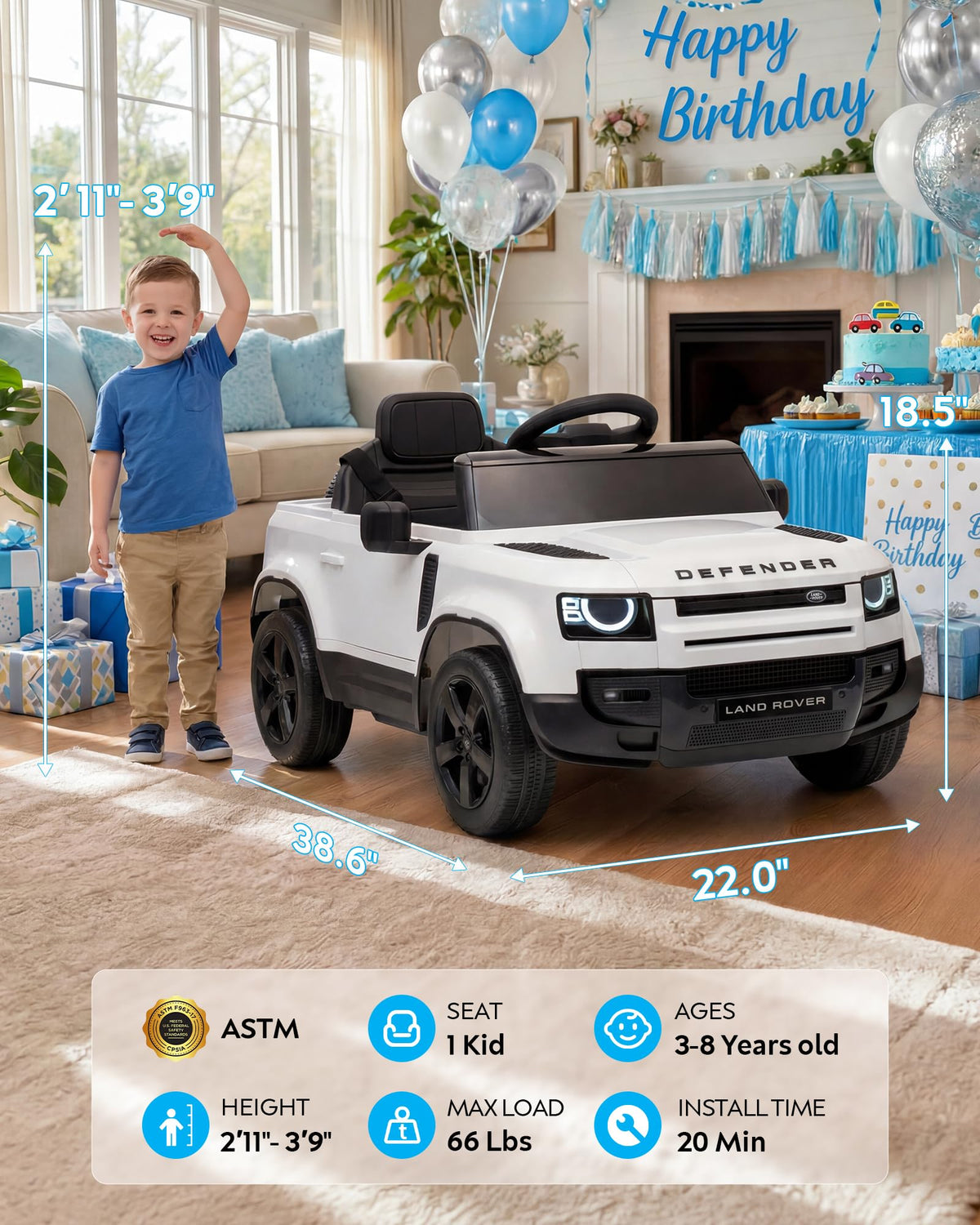 12V Licensed Land Rover Ride On Car for Kids Age 3+