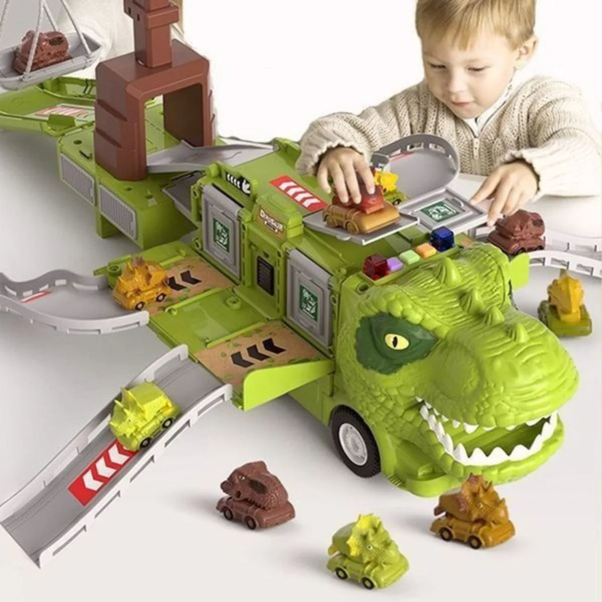 New Dinosaur Transforming Engineering Truck Track Toy Set