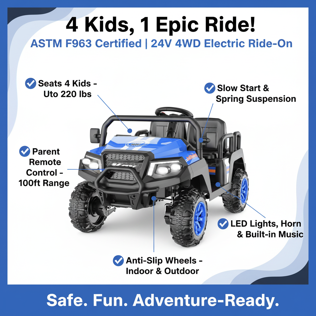 24V Ride on Truck with Remote for Kids Ages 3-8