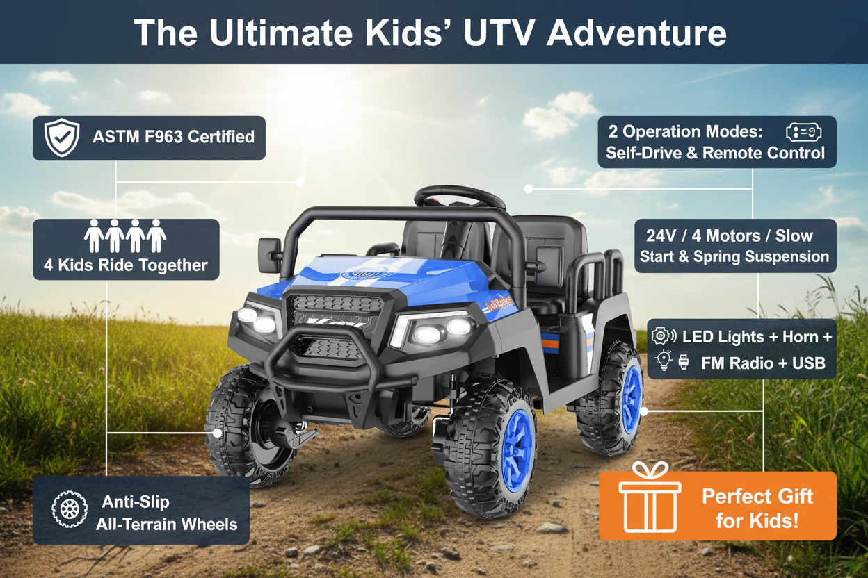 24V Ride on Truck with Remote for Kids Ages 3-8