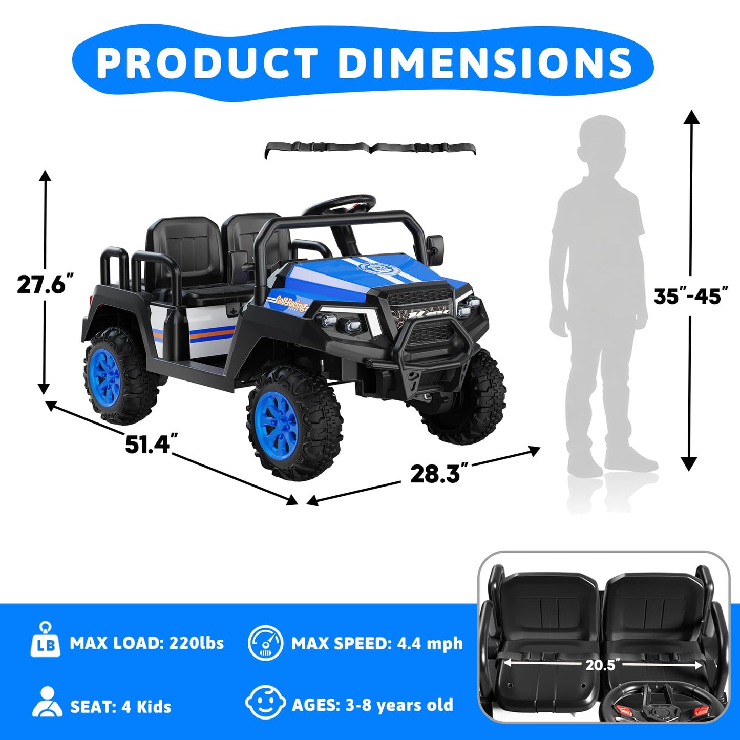 24V Ride on Truck with Remote for Kids Ages 3-8